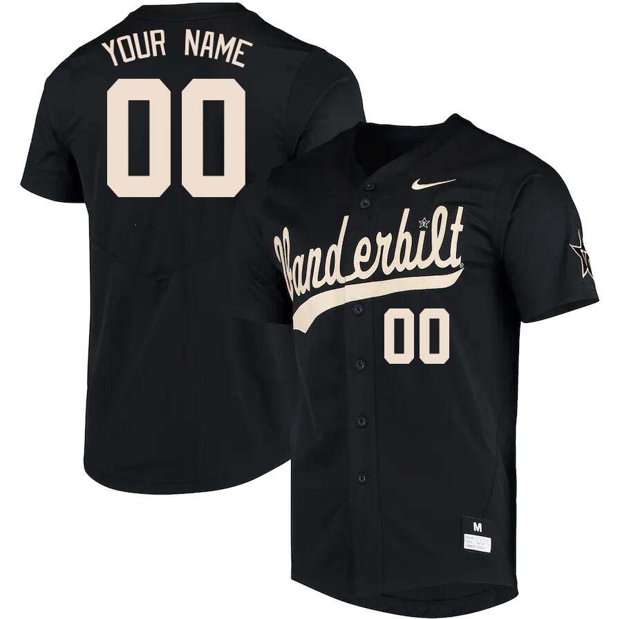 Custom Vanderbilt Commodores Name And Number College Baseball Jerseys Stitched-Black
